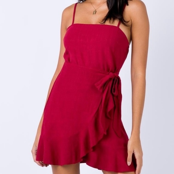 Princess Polly Caedere Mini Dress in Maroon Size 2 New with tag - Picture 3 of 14